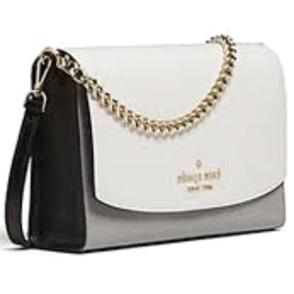 NWT Kate Spade Carson Leather Colorblock Crossbody Satchel Gray White Black MINT - Picture 10 of 15